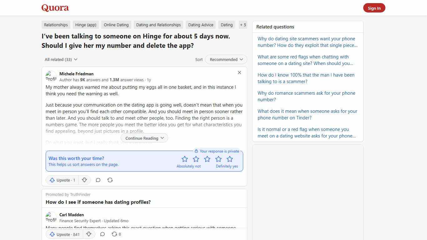 I’ve been talking to someone on Hinge for about 5 days now. Should I give her my number and delete the app? - Quora